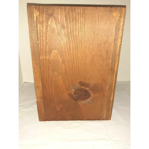 Vtg 1980's Boho Handmade Rustic Solid Wood Rectangle Caddy Tote Brown Painted - Picture 7 of 11